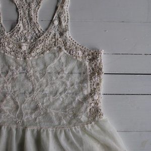White Bohemian Sheer Lace Tank Top